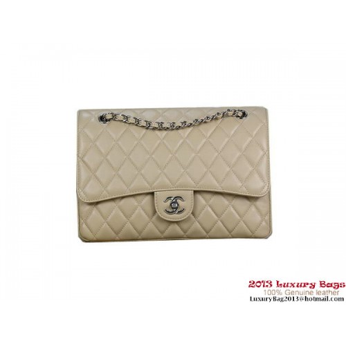 Torebka Chanel Classic Flap Bag 1113, morelowa, owcza skóra, srebrna