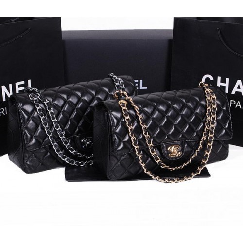 Torebka Chanel Classic Flap Bag 1113 z czarnej skóry owczej