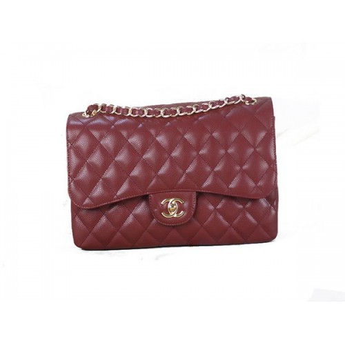 Torebka Chanel Classic Flap Bag 1113 w kolorze bordowym, oryginalna skóra Cannage Pattern Gold