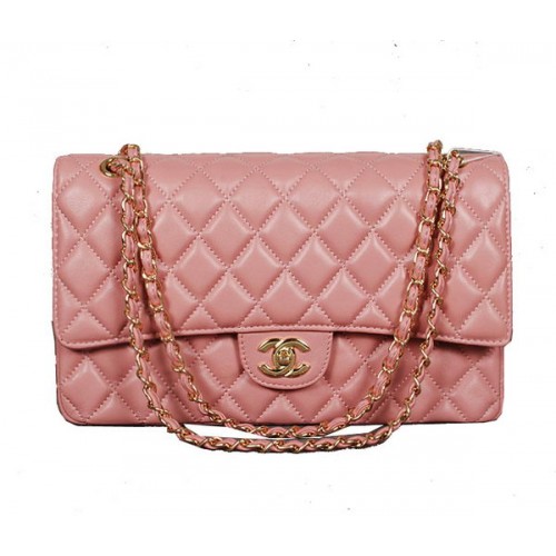 Torebka Chanel Classic Flap Bag 1113, różowa, owcza, złota