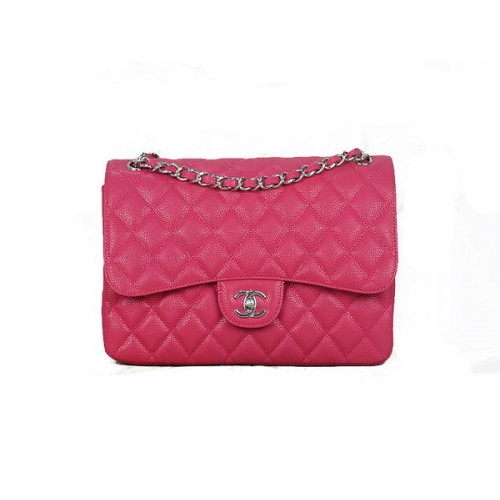 Torebka Chanel Classic Flap Bag 1113 Rose Original Cannage Pattern Leather Silver
