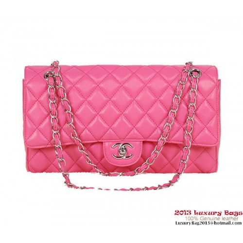 Torebka Chanel Classic Flap Bag 1113 Rose Sheepskin Silver