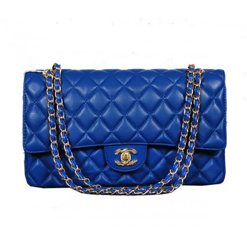 Torebka Chanel Classic Flap Bag 1113 RoyalBlue Sheep Leather Gold