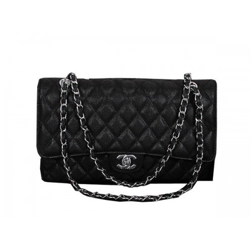 Torebka Chanel Classic Flap Bag 1119, czarna, wzór Cannage, skóra, srebro