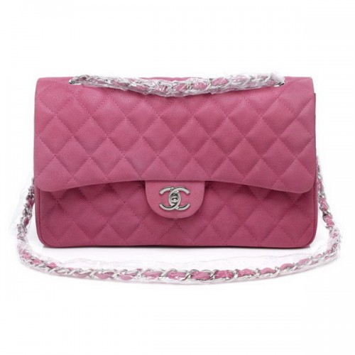 Torebka Chanel Classic Flap Bag z serii 2.55, oryginalna, zamszowa, wzór Cannage CHA1112, różowa
