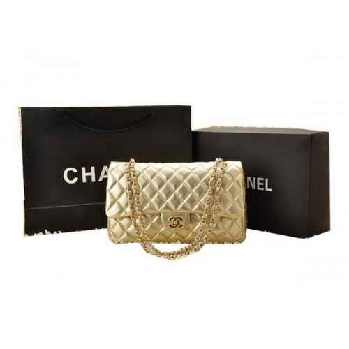 Torebka Chanel Classic Flap Bag z owczej skóry serii 2.55 CHA1112 Gold
