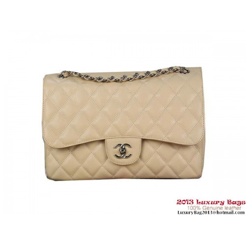 Torebka Chanel Classic Flap Bag Apricot Original Cannage Patterns Leather Silver