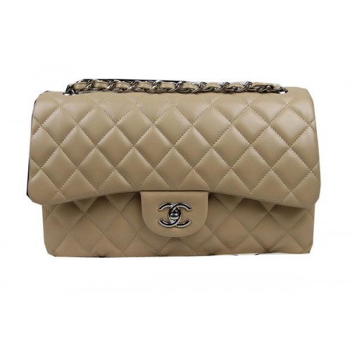 Torebka Chanel Classic Flap Bag Apricot Original Leather CF1113 Silver