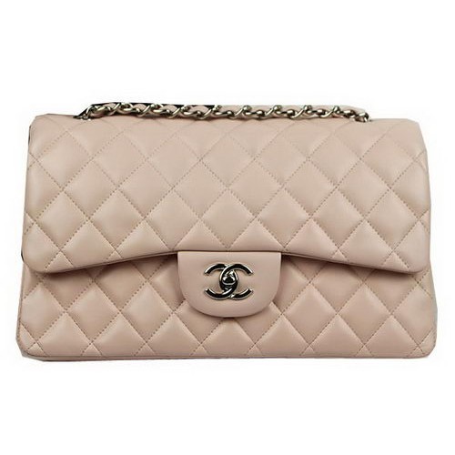 Torebka Chanel Classic Flap Bag Beige Original Leather CF1113 Silver