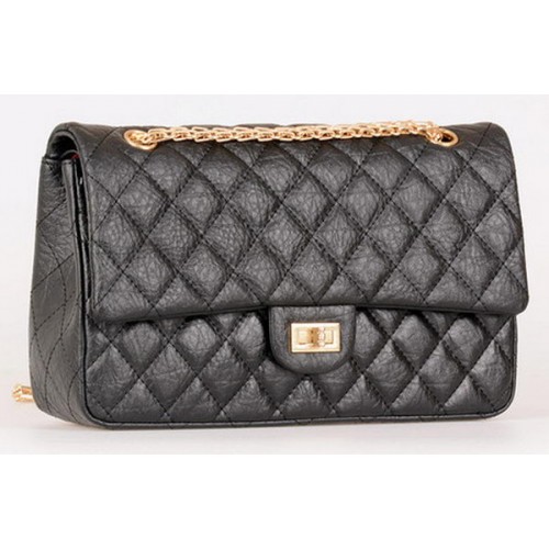 Torebka Chanel Classic Flap Bag z czarnej skóry cielęcej A30226 Gold