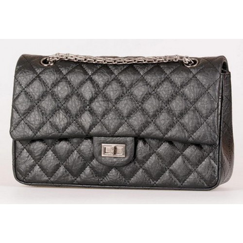 Torebka Chanel Classic Flap Bag z czarnej skóry cielęcej A30226 w kolorze srebrnym
