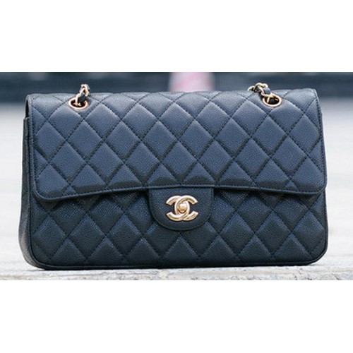 Torebka Chanel Classic Flap Bag Black Cannage Pattern A1113 Gold