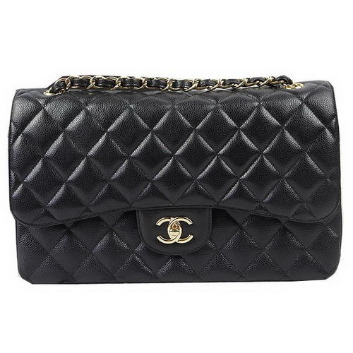 Torebka Chanel Classic Flap Bag Black Cannage Pattern CF1113 Gold