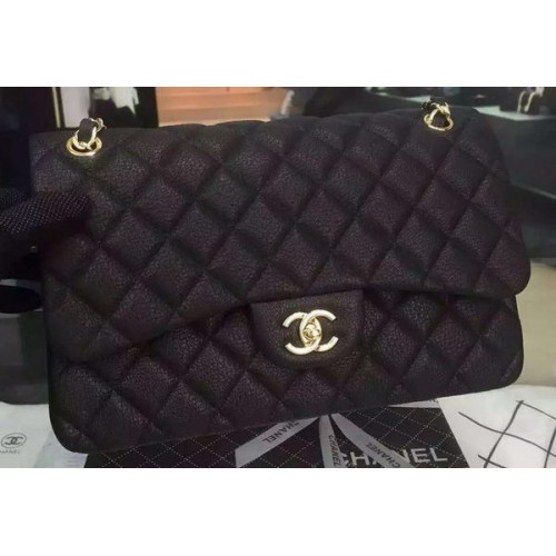 Torebka Chanel Classic Flap Bag, czarna, oryginalna, skóra jelenia, CHA5212, złota