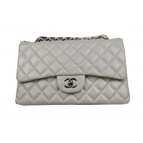 Torebka Chanel Classic Flap Bag OffWhite Original Leather CF1113 Silver