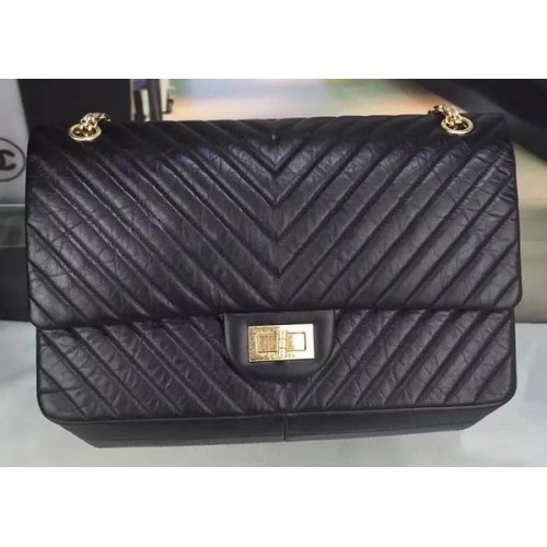 Torebka Chanel Classic Flap Bag Original Chevron Leather A90669 Black