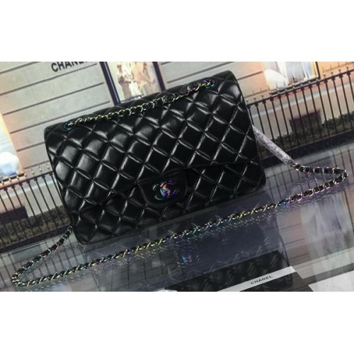 Torebka Chanel Classic Flap Bag z oryginalnej skóry jelenia A1113 w kolorze czarnym