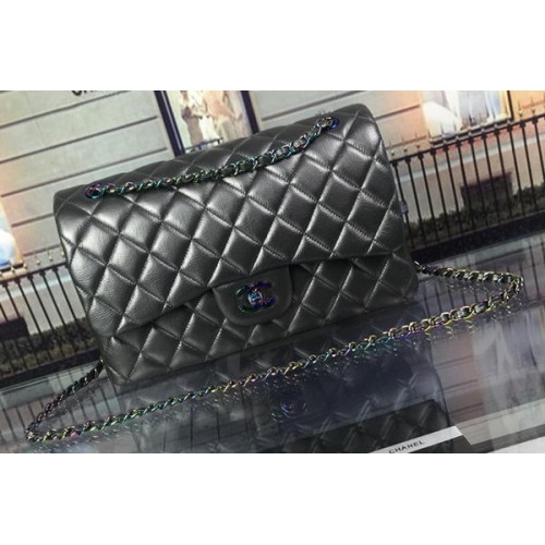 Torebka Chanel Classic Flap Bag z oryginalnej skóry jelenia A1113 w kolorze szarym