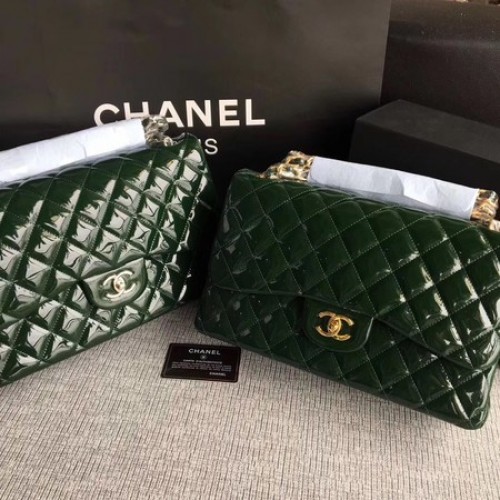 Torebka Chanel Classic Flap Bag z oryginalnej skóry A1113 w kolorze zielonym