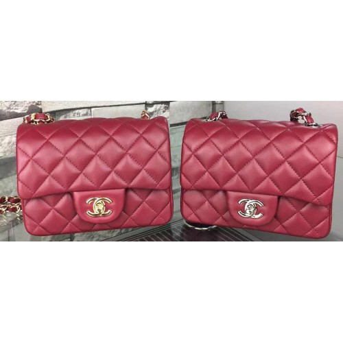 Torebka Chanel Classic Flap Bag z oryginalnej skóry owczej A5171 w kolorze bordowym