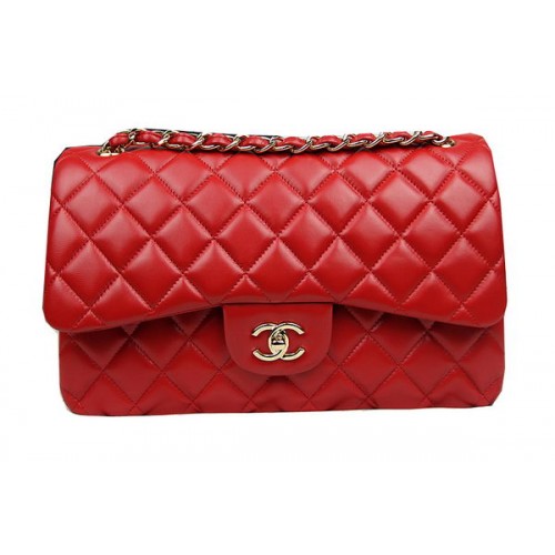 Torebka Chanel Classic Flap Bag Red Original Leather CF1113 Gold