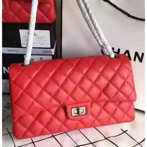 Torebka Chanel Classic Flap Bag z czerwonej, oryginalnej skóry CHA8575 w kolorze srebrnym