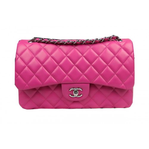Torebka Chanel Classic Flap Bag Rose Original Leather CF1113 Silver