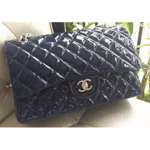 Torebka Chanel Classic Flap Bag Royal Original z lakierowanej skóry A1113 w kolorze srebrnym
