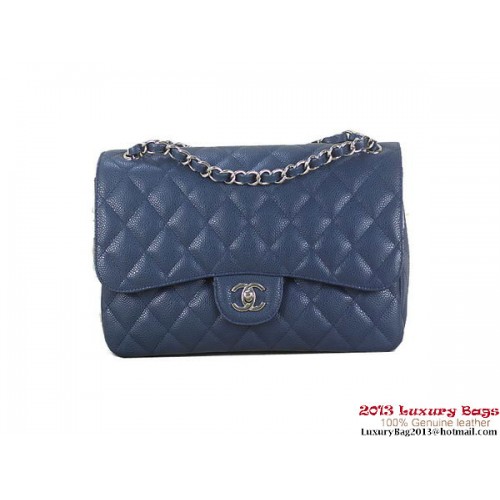 Torebka Chanel Classic Flap Bag RoyalBlue Original Cannage Patterns Leather Silver