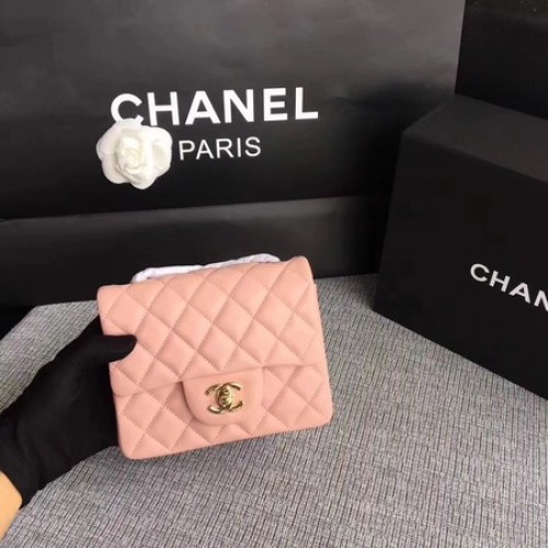 Torebka Chanel Classic Flap Bag oryginalna skóra owcza 1115, łańcuszek z różowego złota