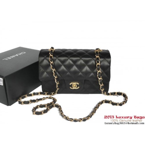 Torebki Chanel Classic Flap Bags Black Original Sheepskin Leather A1116 Gold