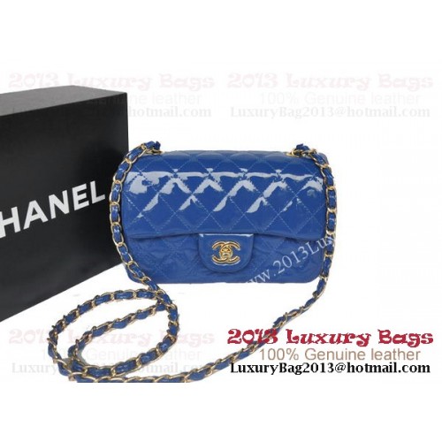 Torebki Chanel Classic Flap Bags Blue Original Lakierowana skóra A1116 Gold