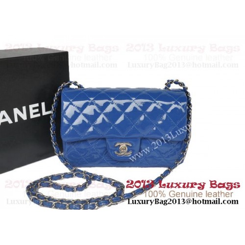 Torebki Chanel Classic Flap Bags Blue Original Lakierowana skóra A1116 Silver