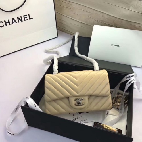 Torebki Chanel Classic Flap Bags Camel Original Sheepskin Leather 1116 Silver