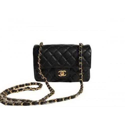 Torebki Chanel Classic Flap Bags czarne Original Cannage Patterns A1116 Gold