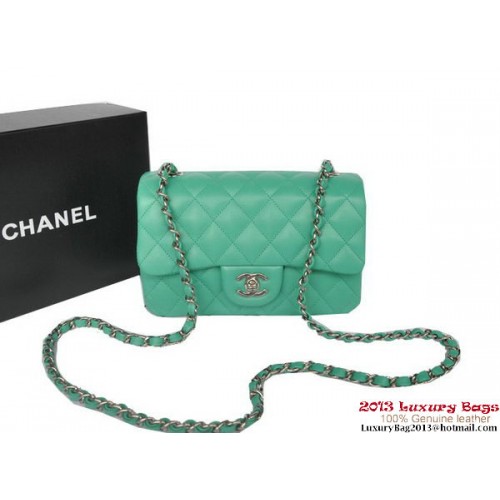Torebki Chanel Classic Flap Bags Green Original Sheepskin Leather A1116 Silver