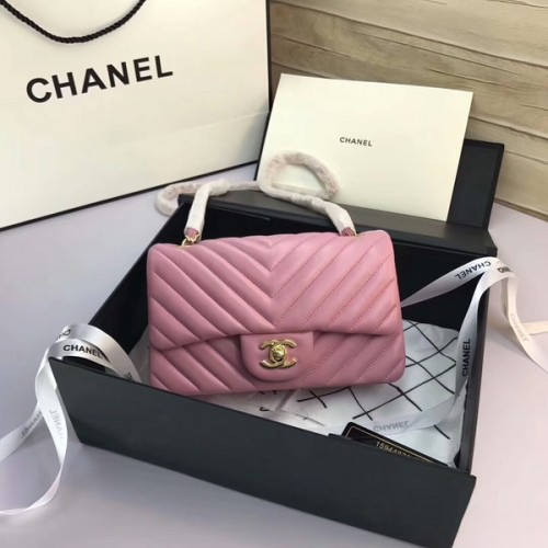 Torebki Chanel Classic Flap Bags w kolorze jasnoróżowym, oryginalna skóra owcza, kolor 1116 Gold