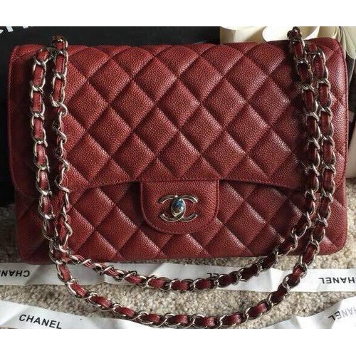 Torebki Chanel Classic Flap Bags Original Caviar Leather A1113 Burgundy