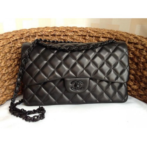 Torebki Chanel Classic Flap Bags, oryginalna skóra jagnięca, A1113, kolor czarny