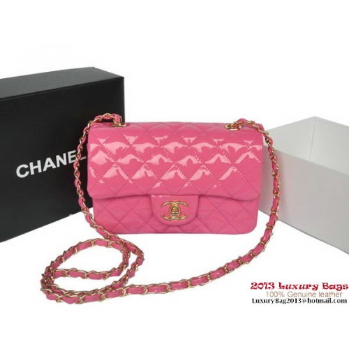Torebki Chanel Classic Flap Bags Rose Original Patent Leather A1116 Gold