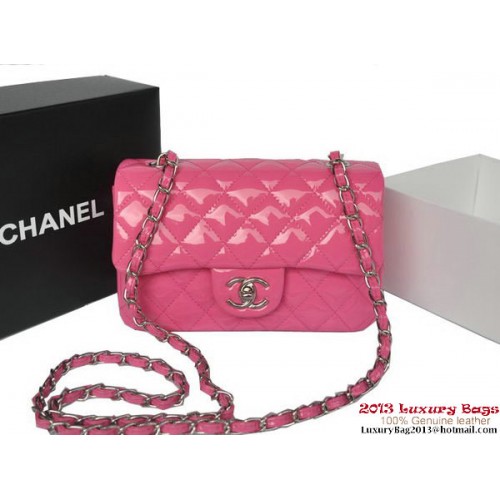 Torebki Chanel Classic Flap Bags Rose Original Lakierowana skóra A1116 Srebro