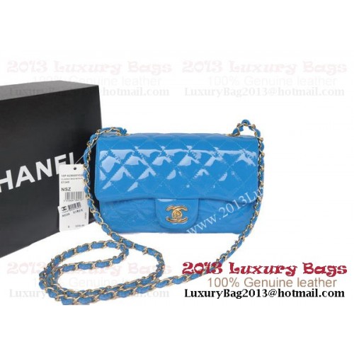 Torebki Chanel Classic Flap Bags SkyBlue Original Lakierowana skóra A1116 Gold