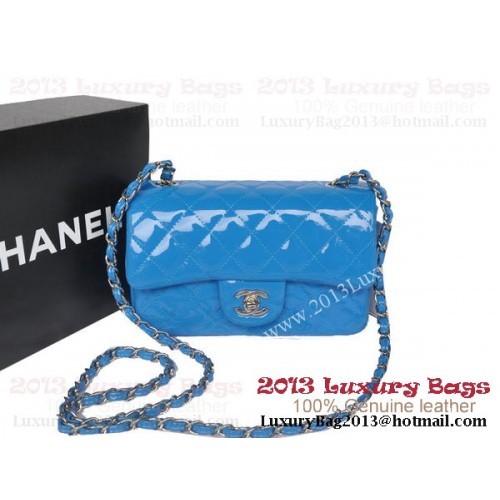 Torebki Chanel Classic Flap Bags SkyBlue Original Lakierowana skóra A1116 Silver
