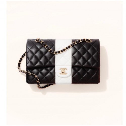 Torebka Chanel Classic Flap Shoulder Bag Original Sheepskin Leather A01116 Black&White