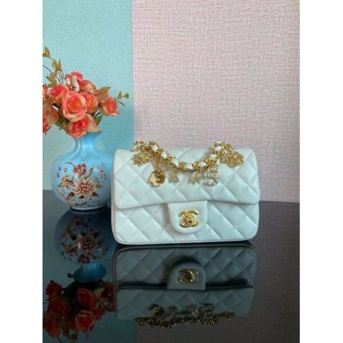 Torebka Chanel Classic Flap Shoulder Bag Original Sheepskin Leather AS2326 White