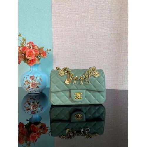 Torebka Chanel Classic Flap Shoulder Bag Original Sheepskin Leather AS2326 green