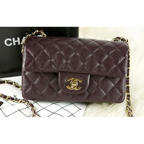 Torebka Chanel Classic Flap mini Burgundy Original Cannage Pattern CHA1280 Gold