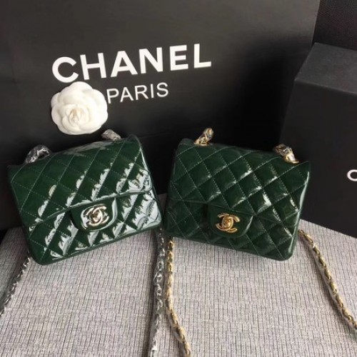 Torebka Chanel Classic Flap mini z oryginalnej skóry A1115 w kolorze zielonym