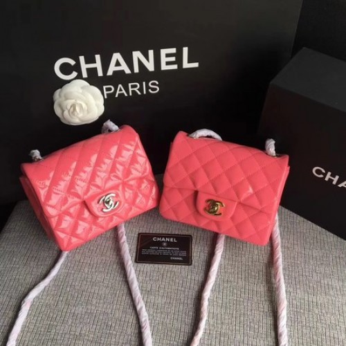 Torebka Chanel Classic Flap mini z oryginalnej skóry A1115 różowa