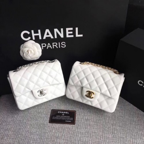 Torebka Chanel Classic Flap mini z oryginalnej skóry A1115 w kolorze białym